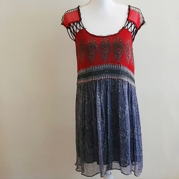 Free People Flaming Hearts Paisley Boho dress Size S - Picture 4 of 16